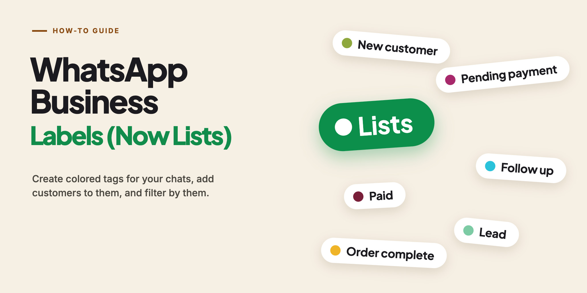 WhatsApp Business labels, now called Lists: create, add chats, filter