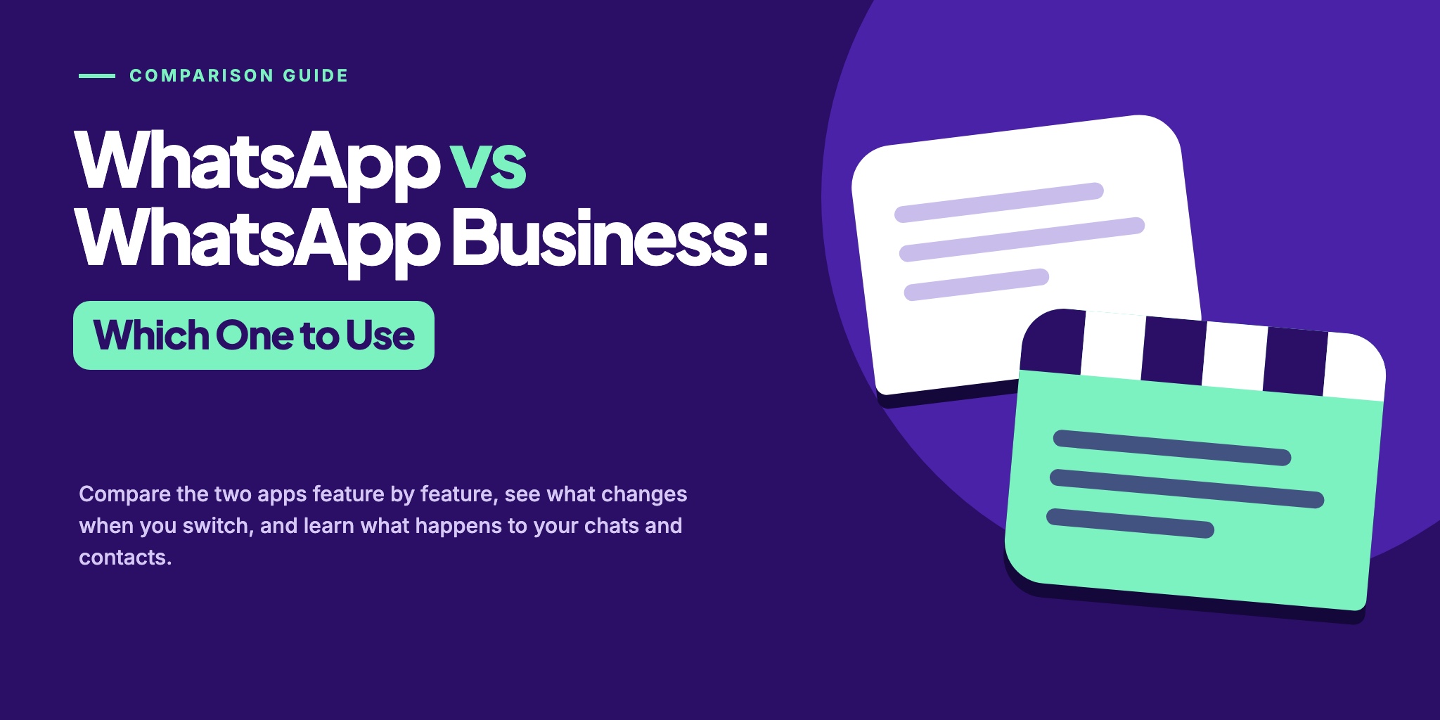 WhatsApp vs WhatsApp Business: a plain chat bubble beside a bubble with a shop awning